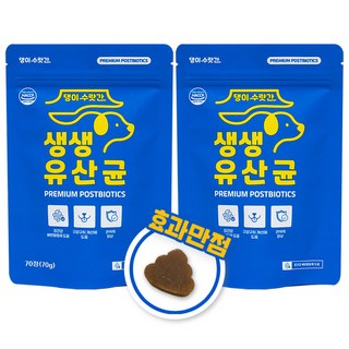 댕이수랏간 생생유산균 강아지 유산균 면역력 영양제 변비 설사 구토 구강 구취 장건강, 70정, 장건강/유산균, 2개