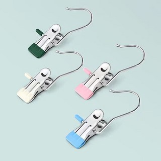 臺灣熱銷 304不鏽鋼Z型晾衣夾 多功能防風曬衣夾 內衣褲襪夾 陽臺廚房晾曬必備, 1個, 3字單鉤衣架5個裝（顏色隨機）