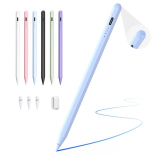 JAMJAKE 아이패드 호환 스타일러스 펜슬 스마트 터치펜 초미세 펜촉 USB-C 충전식 SP8, 1개, 블루