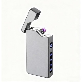 Kindfire 충전식 플라즈마 라이터 듀얼 아크 방풍 방수 C타입 LED 프리미엄 캠핑용 라이타 초경량 전력량 표시 남성 선물 추천, 실버, 1개