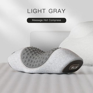 목어깨마사지기 사무실용 2 in 1 과 등 마사지 베개 진동 인체공학적 허리 요추 지지 보호 완화 경추 이완, 2)2 in 1 Gray Massage