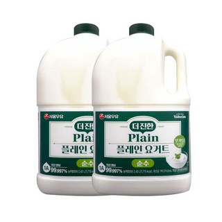 서울우유 순수 더진한 무가당 플레인 요거트, 2.45L, 2개