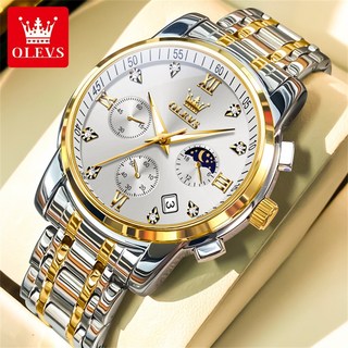 OLEVS 남성 시계 석영 럭셔리 명품 메탈 방수 야광