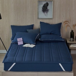 잠그리다 먼지없는 퓨어클린 사계절 침대 패드, 오션네이비