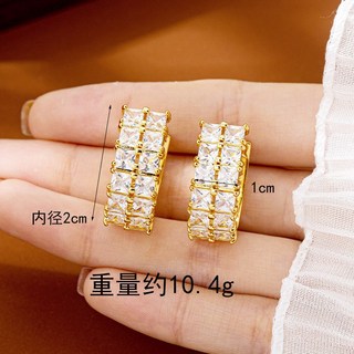 摩熙越南沙金耳環 歐美風輕奢微鑲鋯石耳環 復古小眾新款耳飾品