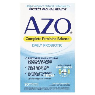 AZO Complete Feminine Balance 데일리 프로바이오틱 50억 하루 1회 캡슐 30정 AZO (아조), 1개