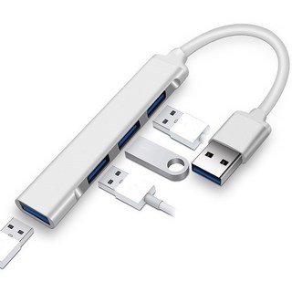 【現貨在台】四合一 USB Hub 集線器 Type-C / USB 接頭 OTG功能 轉接器 擴展器 擴充器 擴展塢 【禹禹購物】, 1個, USB 3.0 接頭款 (時尚銀白)