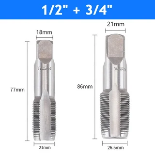 1/2/5개 HSS 테이퍼 파이프 탭 세트 - 금속 나사 절삭 청소 및 작업용 NPT G1/8 1/4 3/8 3/4 사이즈, 01 2Pcs, 02 1I2-3I4(2pc lot)