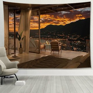 台灣出貨 房間佈置 背景布 拍照道具 ins 夜景城市ins風掛布背景墻床頭裝飾臥室墻布宿捨墻壁布置掛毯畵布, 03,寬0.6米高0.45米送雙面貼