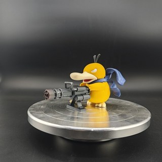 新品超可愛 酷帥可達鴨 潮玩GK手辦 桌面小擺件 寶可夢動漫模型 送男女朋友 畢業/情人節/生日禮物, 1個, 小號 加特林可達鴨【高9cm長14cm】