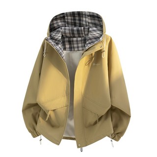 男款休閒連帽防風衝鋒衣 - 戶外運動登山外套 (春季)