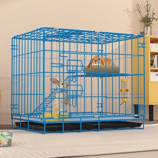 兔子籠子家用摺疊室內養兔易清糞戶外攜帶便捷垂耳兔加密兔籠貓籠, 1個, 91:籠子+托盤+腳墊+掛碗