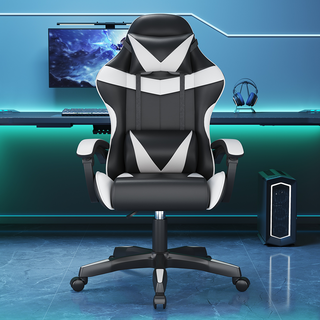 발받침 포함 각도 조절 가능 게이밍의자 회전 컴포트 컴퓨터 의자 승강 가능한 사무실 의자, 흰색+블랙(발받침 없음)