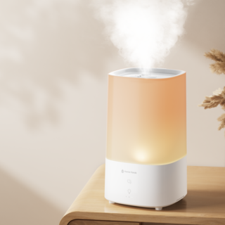 홈해락 이중 분사 무소음 무드등 대용량 초음파 가습기 4L, 화이트