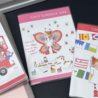 日系可愛手賬本 隨身筆記本 彩頁日程本 集章卡 旅行手賬本 記事本, 1個, coco醬蝴蝶日程本