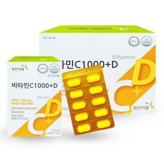 영진약품 비타민C 1000mg 플러스비타민D 비타민씨 비타민디 영양제, 200정, 2개