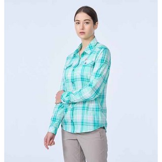 2L荒野WILDLAND 春夏襯衫涼感透氣超柔細舒女格紋長袖襯衫 0B01201 抗UV女山旅格紋長袖襯衫