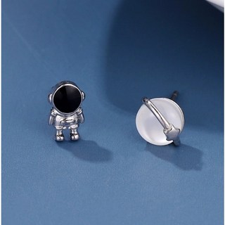 舉飾無雙 304L不鏽鋼 宇航員星球不對稱耳環