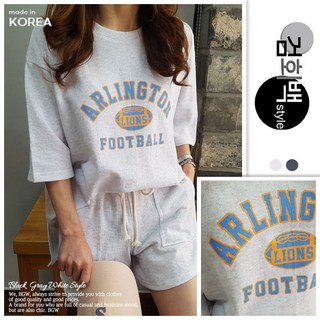 검회백스타일 여성용 국내제작 풋볼나염반팔세트 레터링 쭈리 면티셔츠 팬츠 상하의 세트 홈웨어 루즈핏 반팔 트레이닝 세트 꾸안꾸 데일리룩 마실룩 카페룩 휴양지 해외여행
