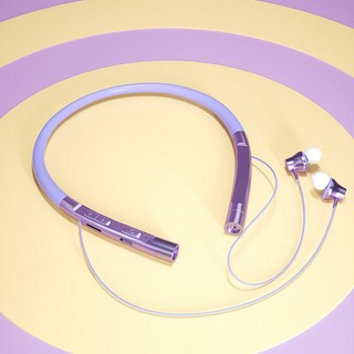 DFMEI 목걸이형 무선 블루투스 헤드셋이다., 퍼플【소프트헤드+보통음질】