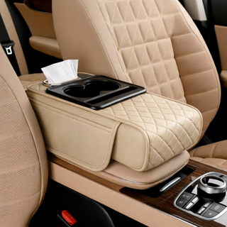 헤인느 차량용 콘솔 쿠션 자동차 팔걸이 쿠션, 1개, 베이지