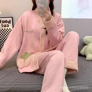 孕婦月子服春秋款夾層產後哺乳衣可外穿秋冬款寬鬆家居服套裝，柔軟舒適親膚透氣