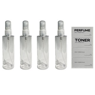 아티 투명 스프레이 공병 100ml 4개 라벨지 스티커 세트