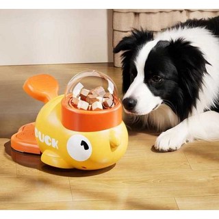 강아지 고양이 자동 간식볼 지능형 장난감 급식기, 오리 애완동물 먹이통, 1개