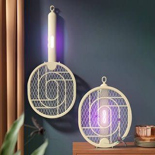 PETITBATH접이식 모기채 가정용 3in1 충전식 휴대용 보라색 모기 유인 휴대용 벽걸이 모기퇴치기, 베이지