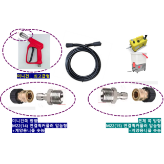 계양고압세척기용 미니건+ 호스연결 세트(선택형): 계양KHC-100B 170B 고압세척기용 미니건(m22/14규격) + 호스연결어뎁터 에어컨크리닝 사업자용, 25년_고급형건, Easy-connect, 1개
