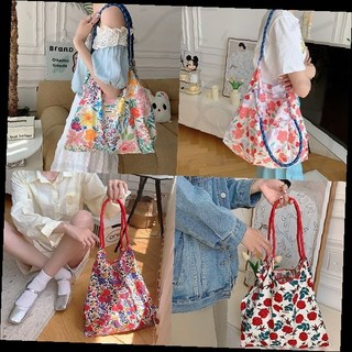 여성 에코백 꽃무늬 패턴 로프 손잡이 숄더백 쇼핑백 데일리 캐주얼 토트백