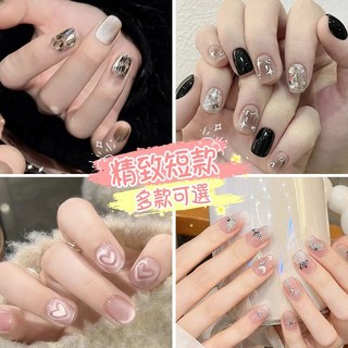 純手工 24H 穿戴甲 指甲貼片 秋冬款 奶茶色 暖色 美甲, 1個, 清新奶綠鏡面【送工具包】,L