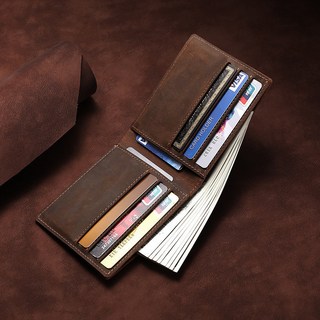 【奧特萊斯】複古瘋馬皮 長款錢包 男士真皮錢夾 多功能商務 頭層牛皮手拿包男長夾