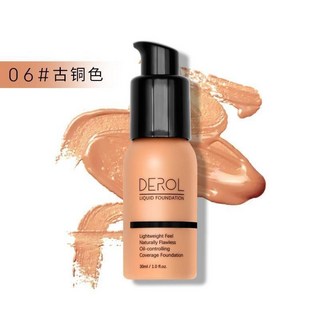 【喵喵】新品熱銷美黑粉底液 歐美妝 古銅色巧克力色小麥色BB霜黑色深膚色修容遮瑕, 1個, 06#古銅色