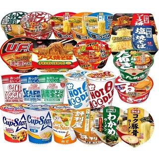 일본 컵라면 야끼소바 컵누들 우동 소바 12종 포장 세트, 12개