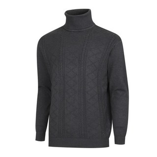 남성 중년 데일리 꽈배기짜임 목폴라 니트 LM-KN-810-차콜