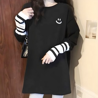 Elsso 女款微笑羅紋袖口長袖長版T恤