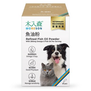 木入森 魚油粉 犬貓保健品 281毫克 Omega-3, 1個, 大盒/30入