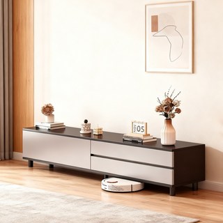 E家工廠 120CM 客廳電視櫃長櫃 高腳收納電視櫃, 430-120公分一門兩抽電視櫃（黑灰色