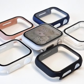 영스피플 애플워치 호환 풀커버 케이스 3 4 5 6 7 8 9 se 2 액정 호보 38 40 41 42 44 45 강화유리, 블랙, 41mm