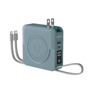 MOZTECH 萬能充Pro 五合一行動電源，內建AC插頭，支援PD快充，輕巧便攜，多功能合一, 水泥灰, MOA08