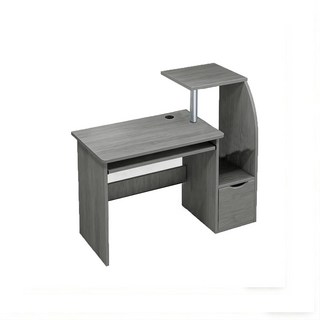 簡約灰色標準書桌，附鍵盤抽屜與側邊置物架，學生辦公皆宜, 灰色