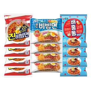 비빔면3종세트 12봉 팔도비빔면 진비빔면 배홍동 봉지, 1세트