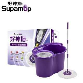 Supamop好神拖輕巧手壓旋轉拖把組 輕鬆清潔 360度旋轉 適用多種地板, 1箱