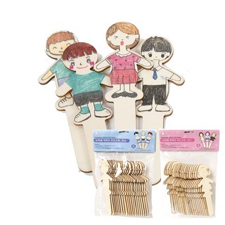 수업도구 크래프트 우드스틱 20개입(걱정인형 번호뽑기 캐릭터만들기), C.플레인 우드스틱_Boy