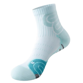 運動襪，運動籃球襪，春夏加厚毛巾底，適用於跑步、羽毛球，大尺碼, 青色, 大碼44-48碼