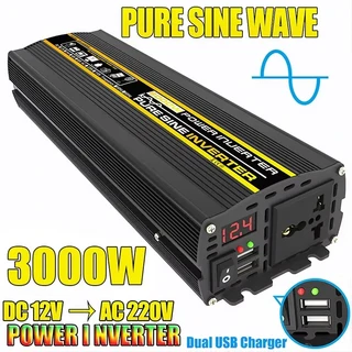 순수 사인파 인버터 휴대용 전압 변환기 3000W-8000W DC 12V에서 220V로 자동차 가정 야외 태양광 사용, 01 3000W, 01 12V, 01 220V