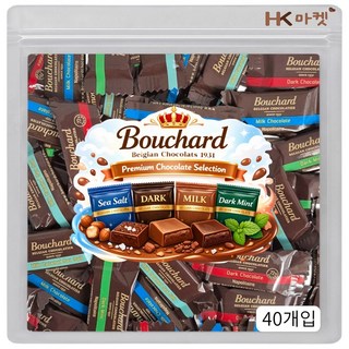 에이치케이마켓 부샤드 초콜릿 네가지맛 40개입 (씨솔트 다크 밀크 다크민트), 40개, 6.2g