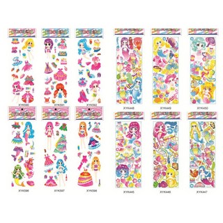 萱寶媽咪baby童裝館 聖誕節泡泡貼3D立體水晶寶石貼紙，閃亮燙金鑽石裝飾，多款動物交通工具造型泡綿立體貼紙, 045人魚系列貼紙(隨機5入出貨)