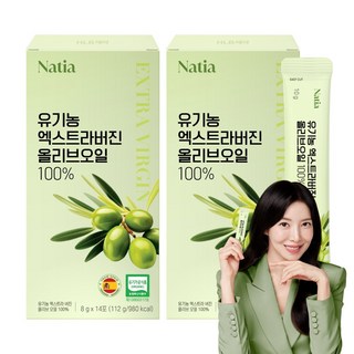 나티아 유기농 엑스트라버진 올리브오일 100% 14포 스페인산 피쿠알 산도 0.18, 2개, 112g